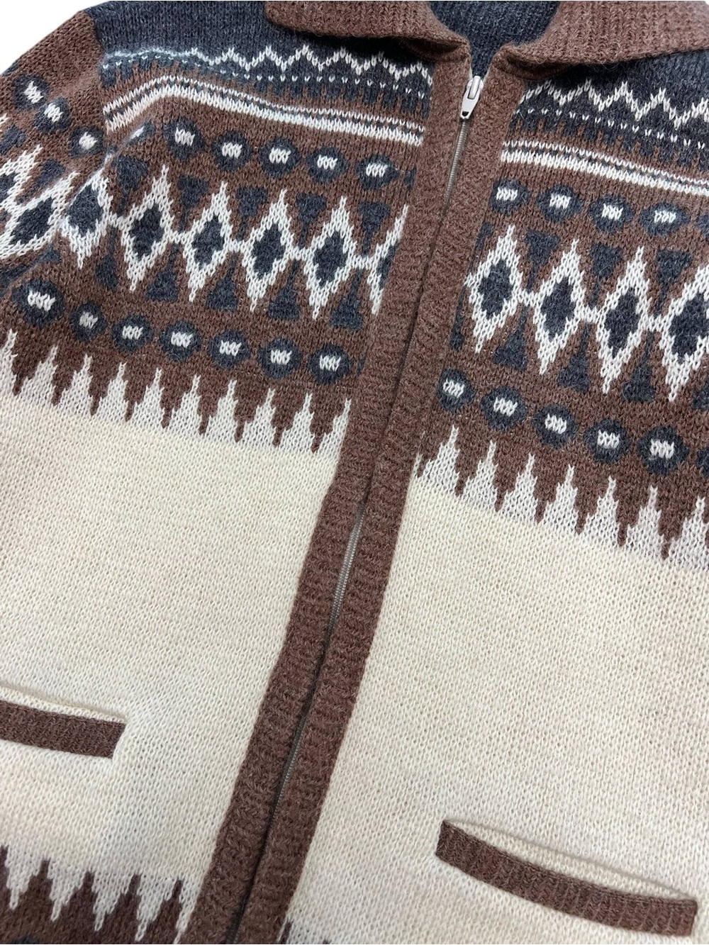 US Vintage Men’s Patterned Knit Bomber L Size (136) - Picture 3 of 3